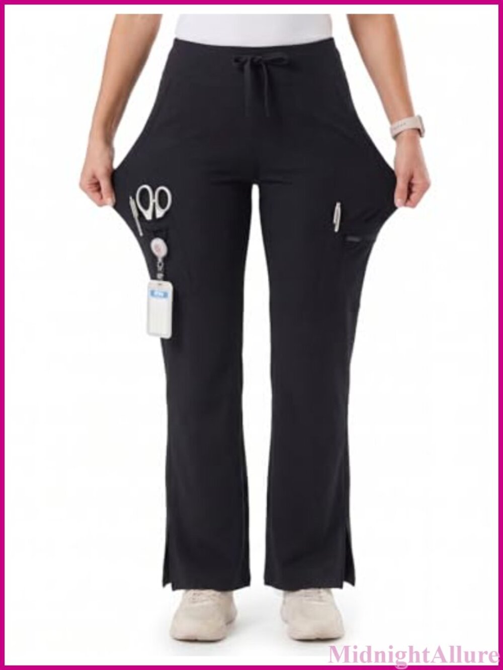 Wide Leg Yoga Scrub Pants High Waisted 4-Way Stretch Medical Nurse